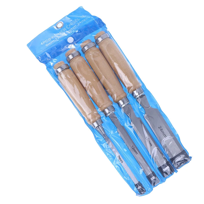 4-Piece Wood Carving Chisel Set – 6/12/18/24mm Wood Handles Wood Carving Chisels Axl steel