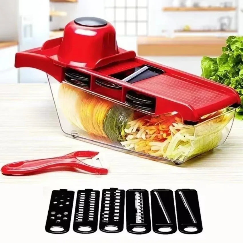 6-in-1 Vegetable Slicer & Cutter – Stainless Steel Blades Vegetable Slicer Set Axl