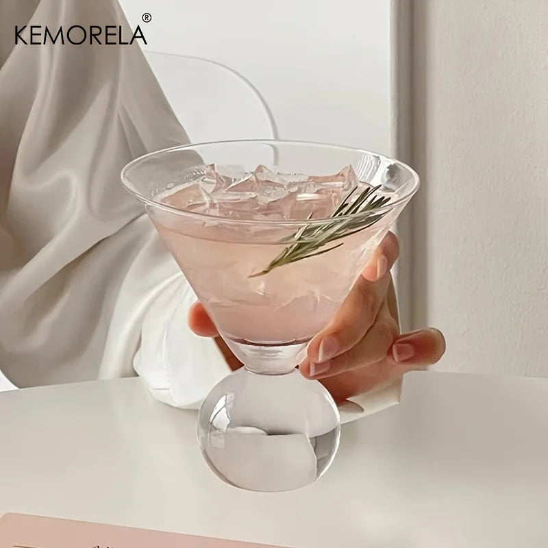 KEMORELA 260ml Beaded Martini Glass – Short Foot Cocktail Cup Cocktail Glass Axl