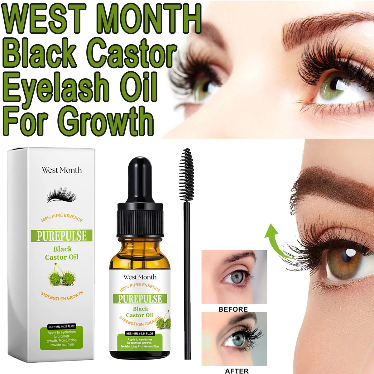 Black Castor Oil Lash & Brow Serum – Thickening Growth Oil 10ml Lash & Brow Serum Axl