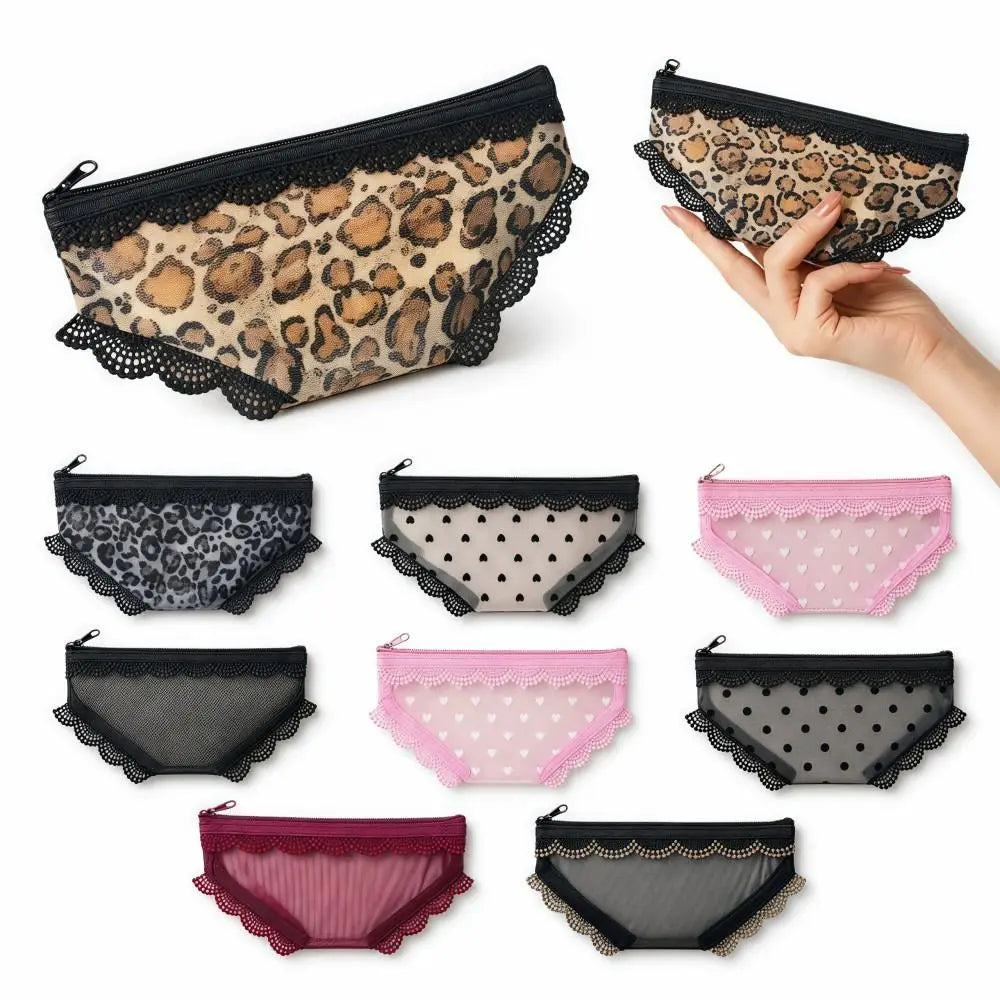 Y2K Briefs Shape Cosmetic Bag – Mesh Lace Makeup Pouch Cosmetic Makeup Bag Axl