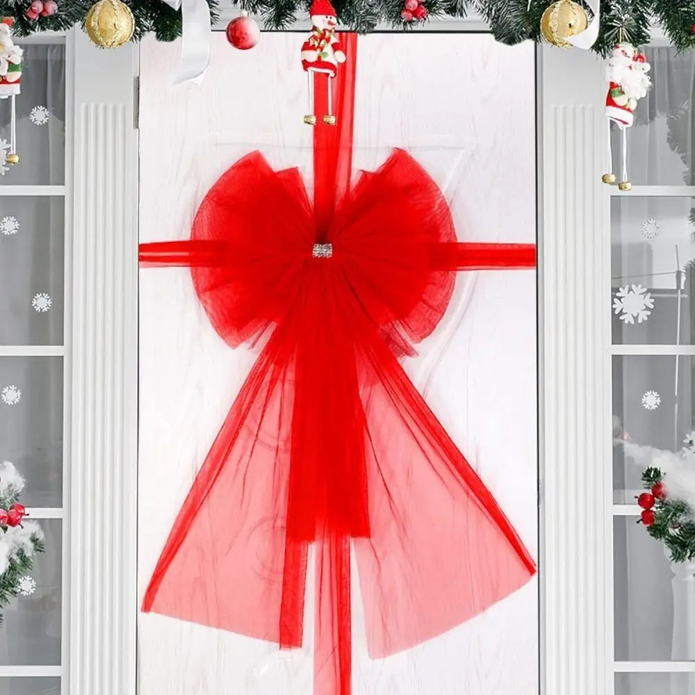 Extra Large Christmas Door Bow – Red Mesh Front Door Décor Christmas Door Decoration Axl red