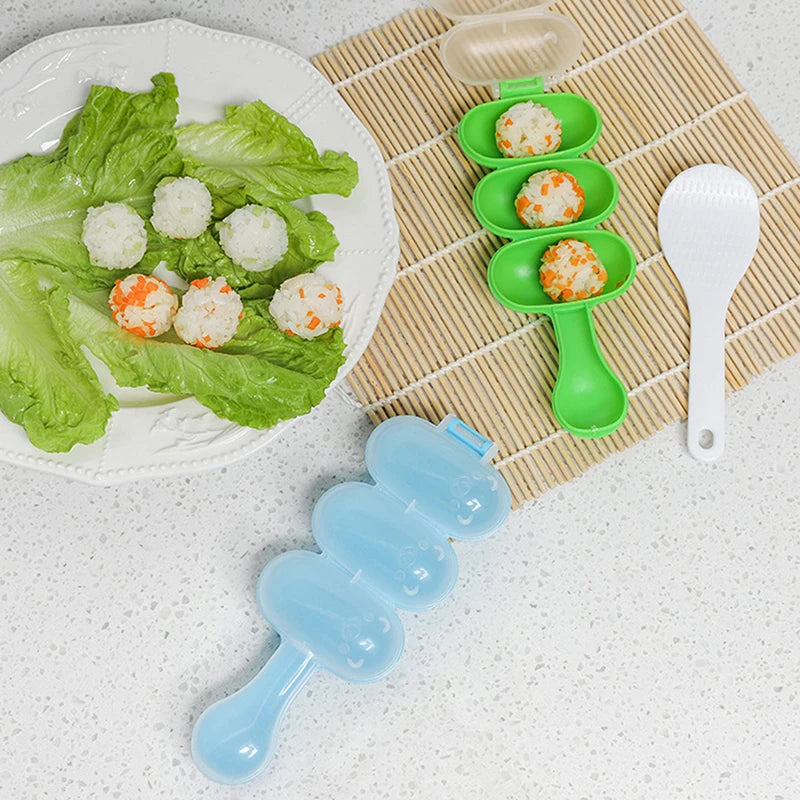 3-in-1 Rice Ball Shaker Mold – Onigiri & Sushi Maker Sushi Rice Mold Axl