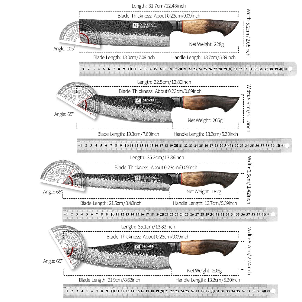 XINZUO 8-Piece Damascus Steel Kitchen Knife Set | 67 Layers Kitchen Knife Set Axl