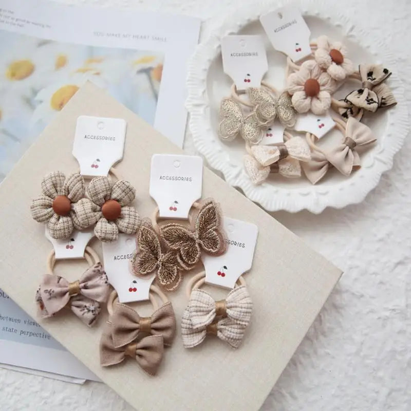 10-Pack Elastic Flower Hair Bands – Handmade Floral Hairbands Elastic Hair Bands Axl