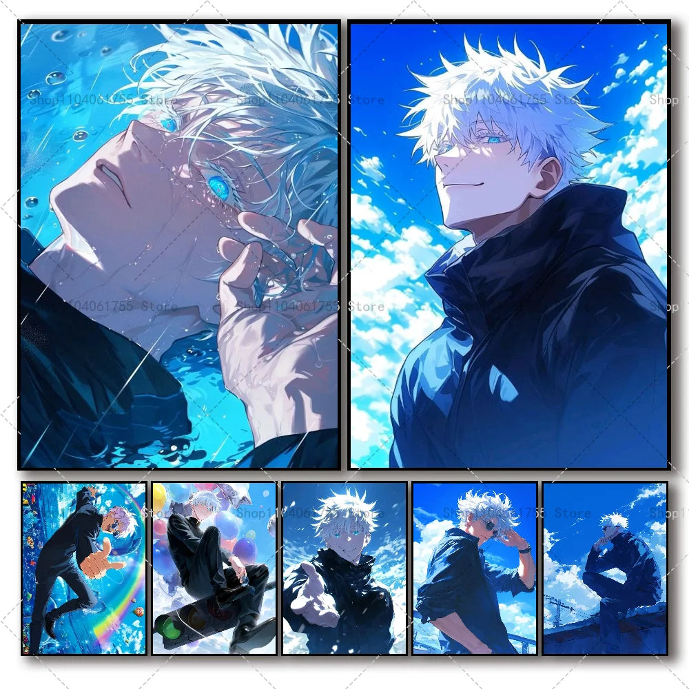 Anime Gojo Waterproof Self-Adhesive Wall Poster | Room Decor Anime Wall Poster Axl