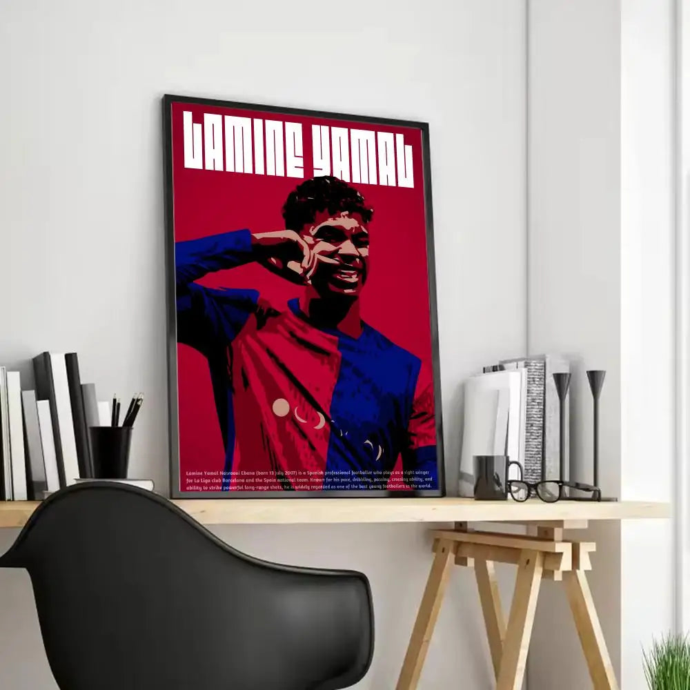 Lamine Yamal Football Star Canvas Wall Art Poster – Unframed Canvas Wall Art Axl Black10 50X70cmFrameless