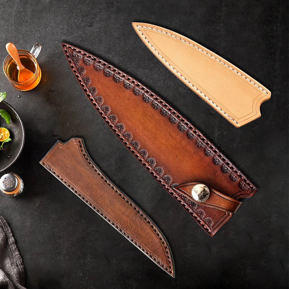 XINZUO Full-Grain Leather Knife Sheath | Chef & Utility Cover Leather Knife Sheath Axl