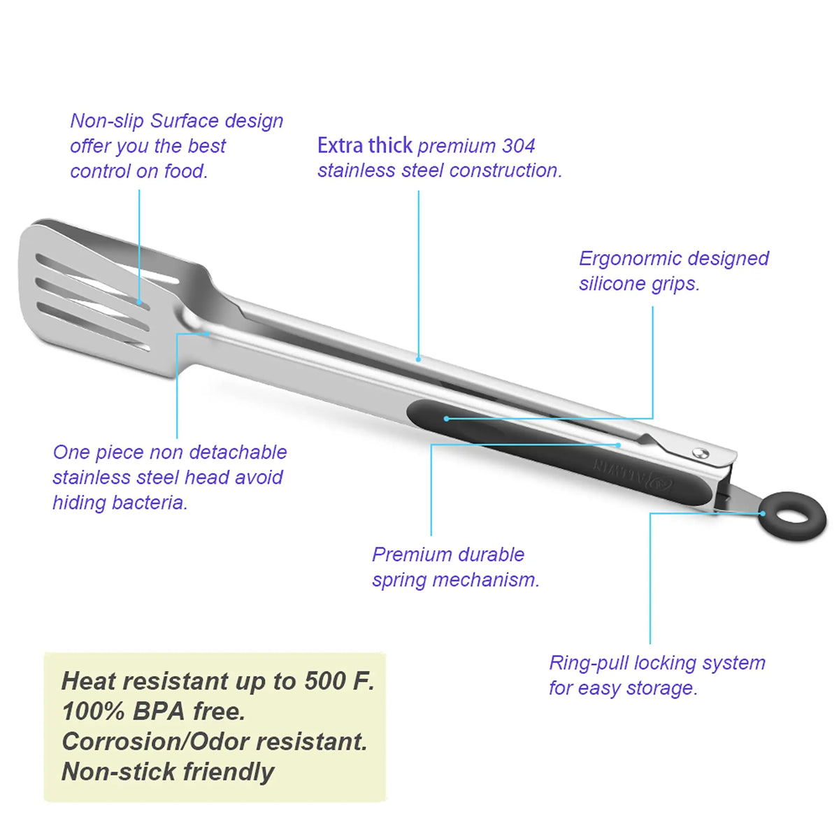 Stainless Steel Kitchen Tongs Set – BBQ, Baking & Grilling Kitchen Tongs Set Axl