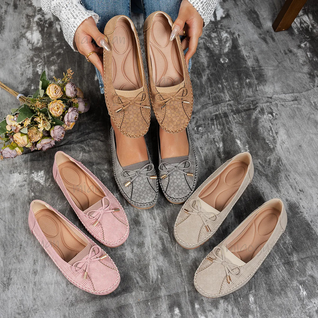 Women's Bow Ballet Flats – Slip-On Casual Loafers Comfort Shoes Ballet Flats Axl