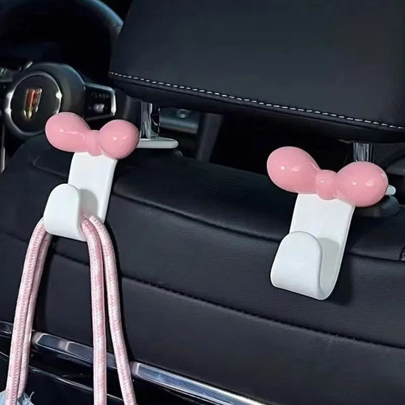 Cute Bow Car Headrest Hook – Purse & Bag Hanger Organizer Car Headrest Hook Axl White