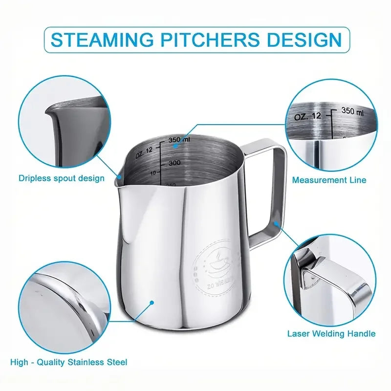 KEMORELA Milk Frothing Pitcher with Scale | 350/600/900ml Milk Frothing Pitcher Axl