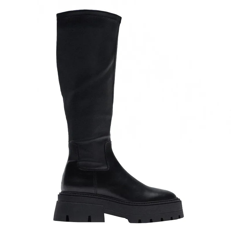 Women's Chunky Heel Zip Calf Boots – Punk Platform Style Women's Calf Boots Axl