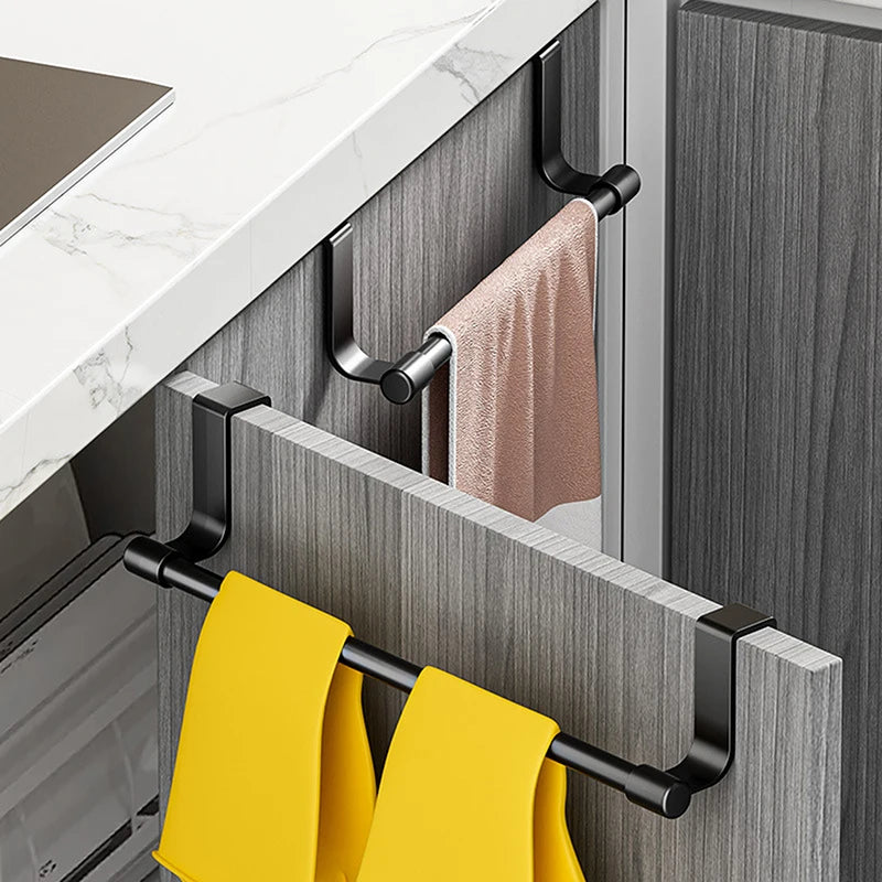No-Drill Over-Cabinet Towel Rack – Kitchen & Bathroom Holder Cabinet Towel Rack Axl