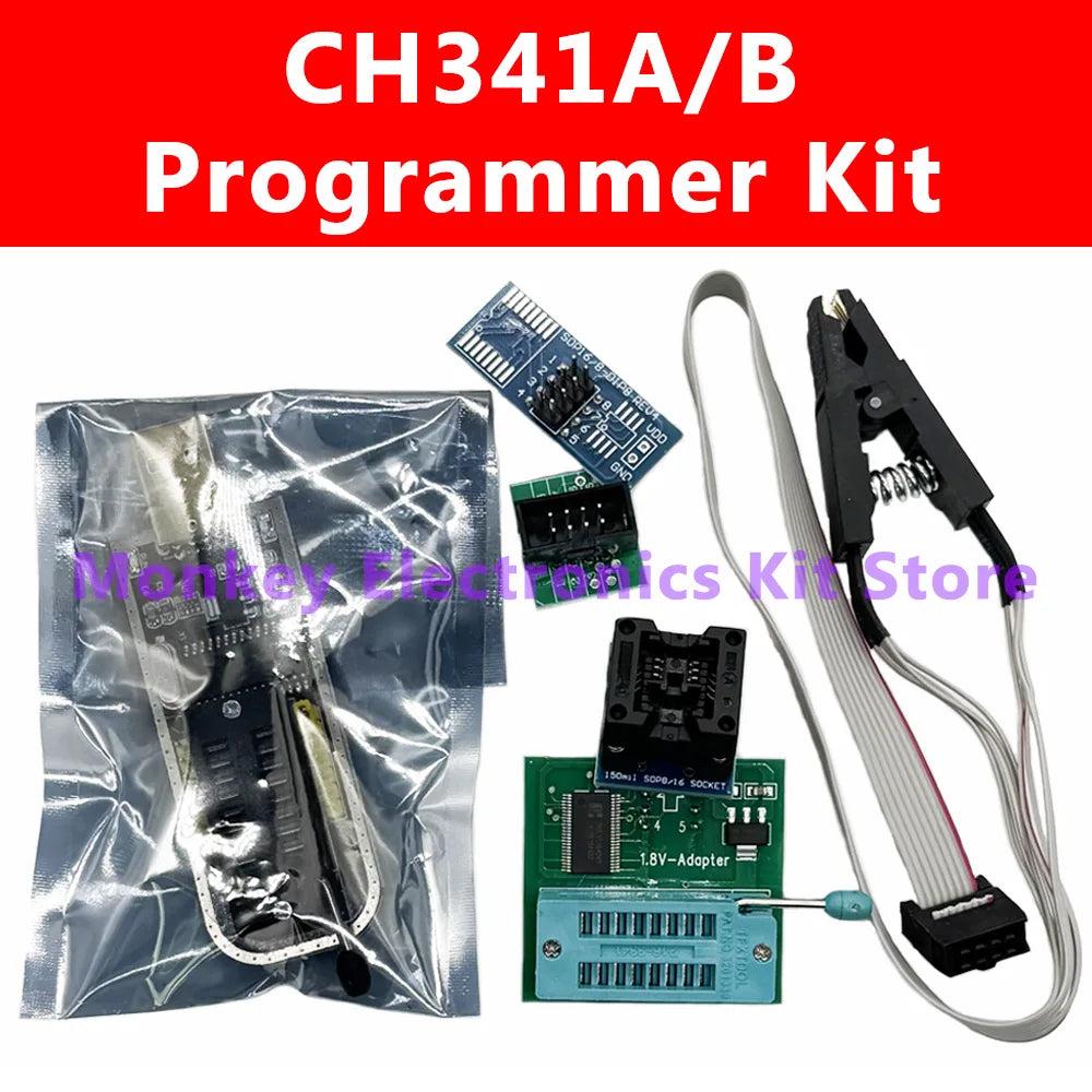 CH341A USB BIOS EEPROM Flash Programmer Kit – SOP8 & 1.8V USB Chip Programmer Axl