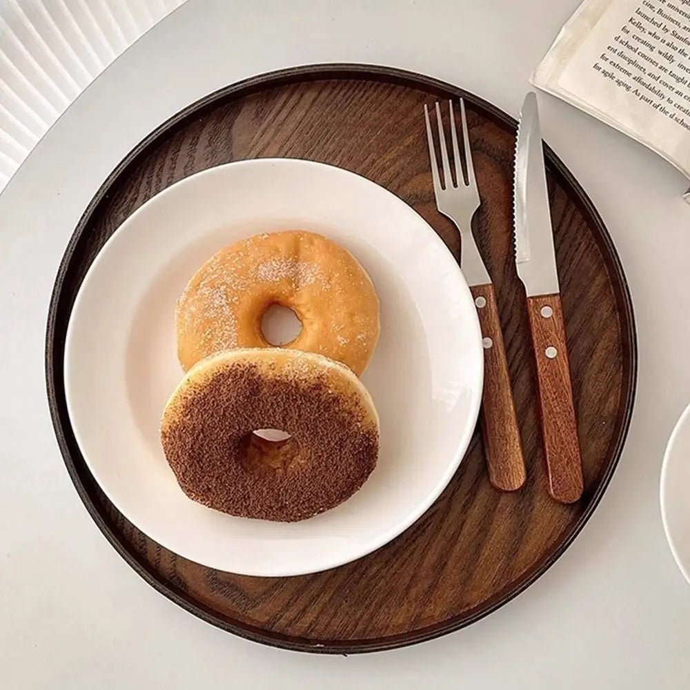 Round Wooden Serving Tray | 5 Sizes | Coffee & Breakfast Tray Wooden Serving Tray Axl