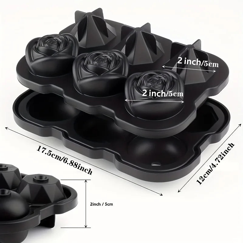 KEMORELA Diamond Rose Silicone Ice Cube Tray Mold | Bar & Home Silicone Ice Cube Tray Axl