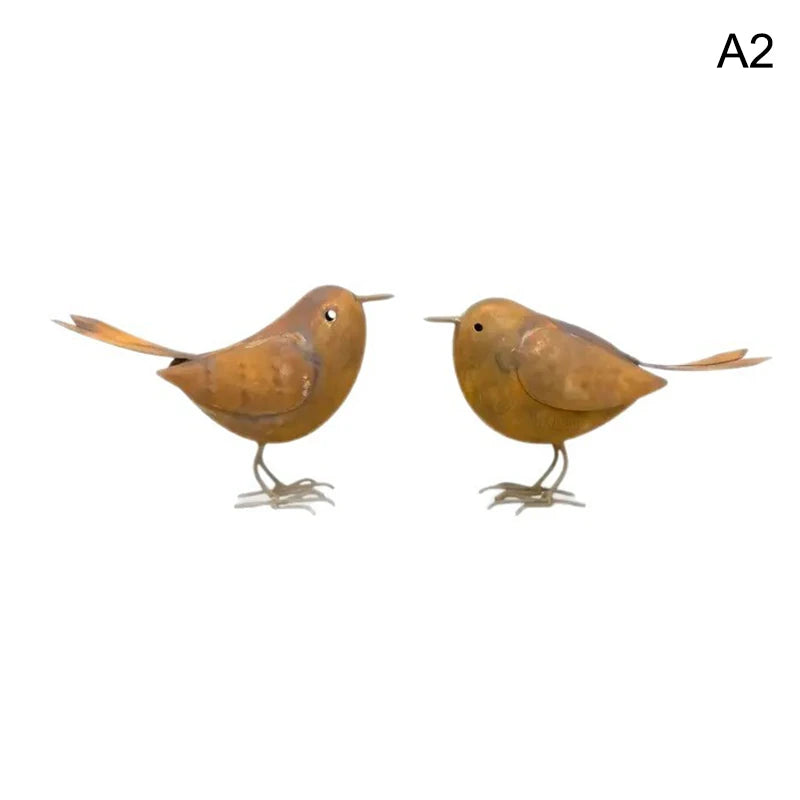 Rustic Metal Bird Statues – Iron Art Garden Sculpture for Yard Garden Bird Sculpture Axl A2