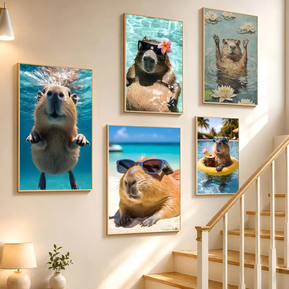 Capybara Waterproof PVC Poster Stickers – Wall Décor & Gift Wall Decor Stickers Axl