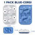 3D Corgi Dog Silicone Ice Cube Tray | Large Novelty Ice Mold Silicone Ice Mold Axl 1 PACK Blue-Corgi