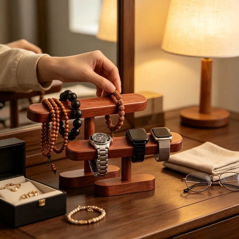 Walnut Wood Jewelry Display Stand – Watch & Anklet Rack Jewelry Display Stand Axl