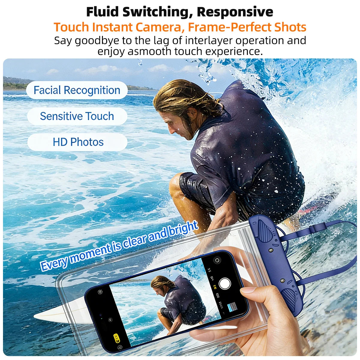 GUUGEI IPX8 Waterproof Phone Pouch – 8" Dry Bag & Lanyard Waterproof Phone Pouch Axl