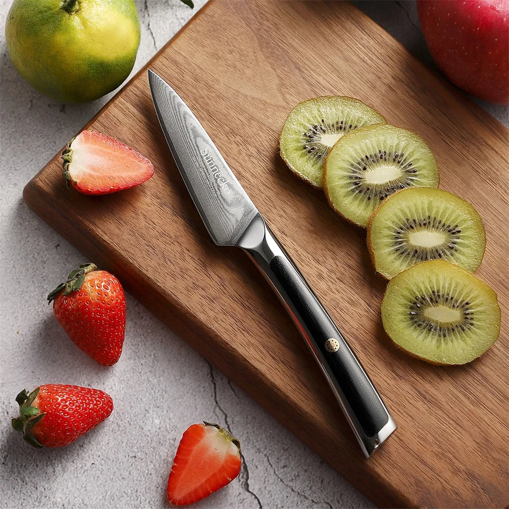 Sunnecko 3.5" Damascus Paring Knife – 73-Layer VG10 G10 Handle Damascus Paring Knife Axl
