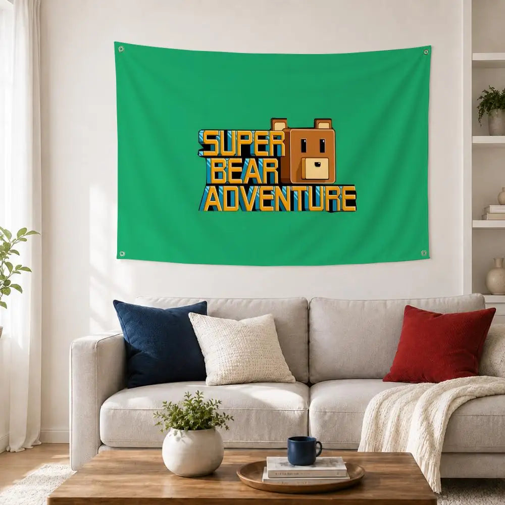 Super Bear Adventure Game Flag – Wall & Outdoor Banner Decor Wall Banner Flag Axl