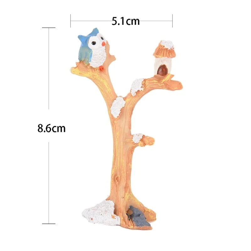 Resin Owl Mini Tree Fairy Garden Miniatures – Christmas Décor Fairy Garden Miniatures Axl