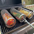 3-Piece Rolling BBQ Grill Basket Set – Stainless Steel Mesh Rack BBQ Grill Basket Axl 20cm