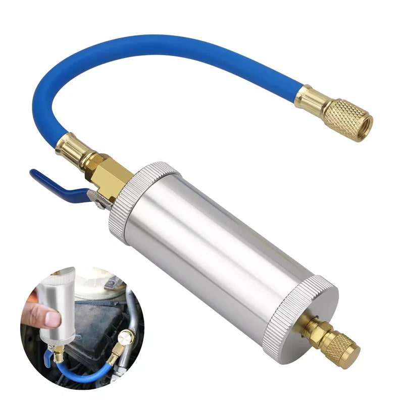 AC Oil & Dye Injector Kit – R134A R12, 2oz Brass, 1/4" SAE AC Dye Injector Tool Axl