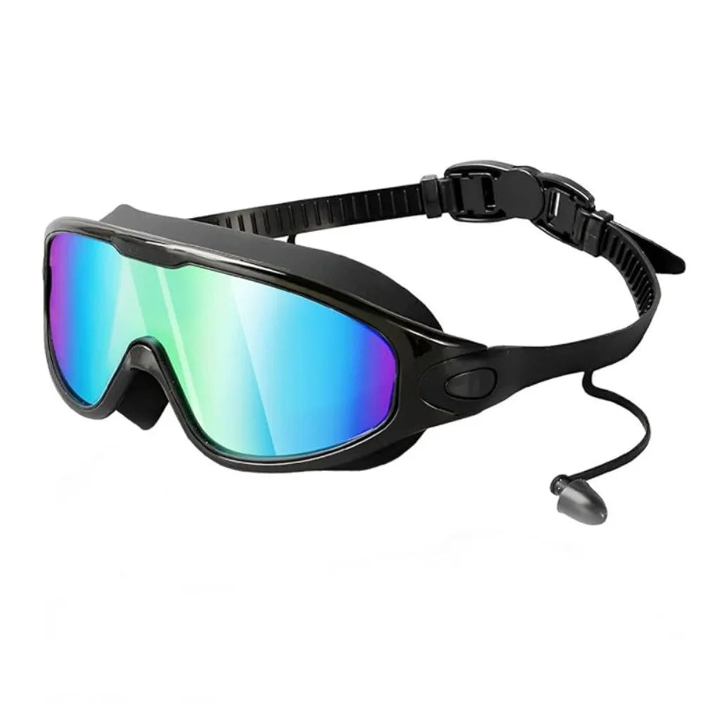 UV Anti-Fog Large Frame Swim Goggles – Coated Lens Adult Swim Goggles Axl Black Blue