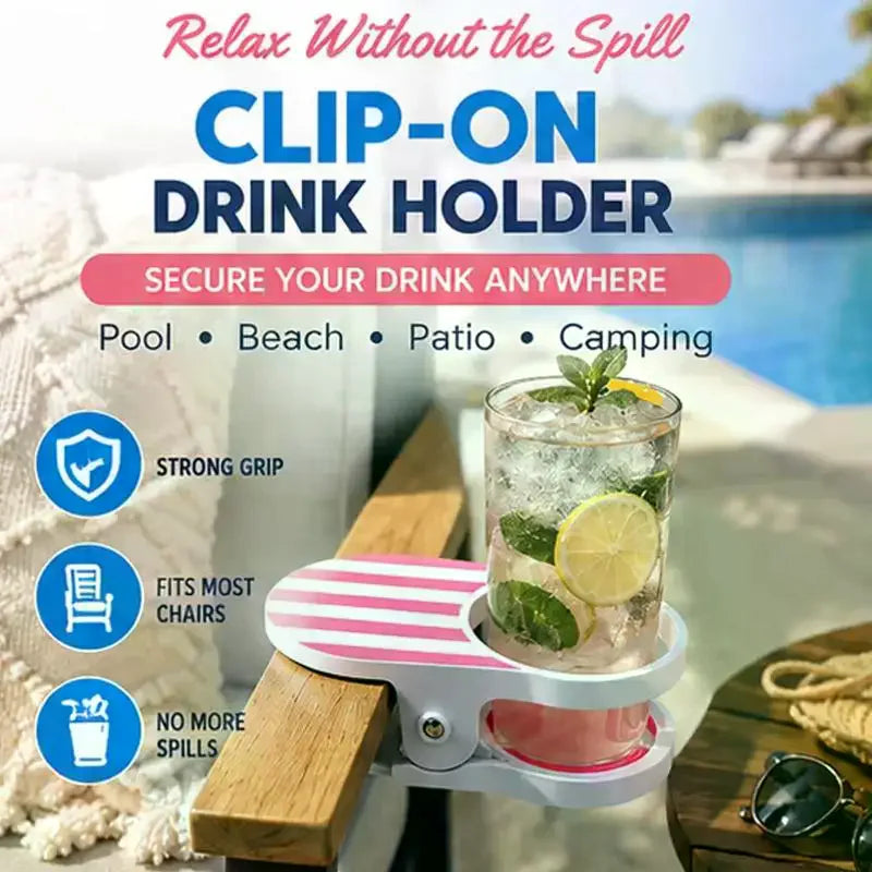 Clip-On Drink Holder – Beach Chair & Desk Cup Clamp Clip-On Cup Holder Axl