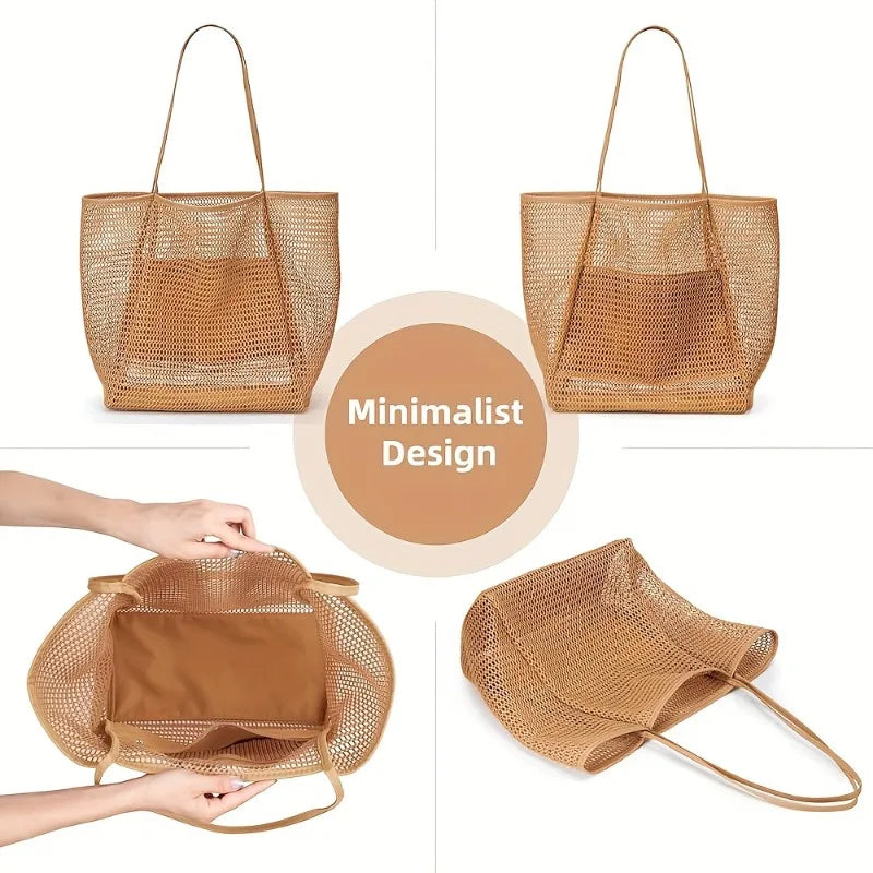 Colorful Mesh Beach Tote Bag – Shoulder & Crossbody for Travel Mesh Beach Tote Axl