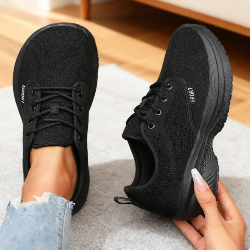 ZULIWAGN Women's Platform Sneakers – Breathable Wide Toe Shoe Platform Sneakers Axl All Black 46