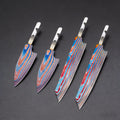 Titanium Damascus Blank Knife Blades – DIY Hand Forged Set Blank Knife Blades Axl Knife Blade-AB-4PCS