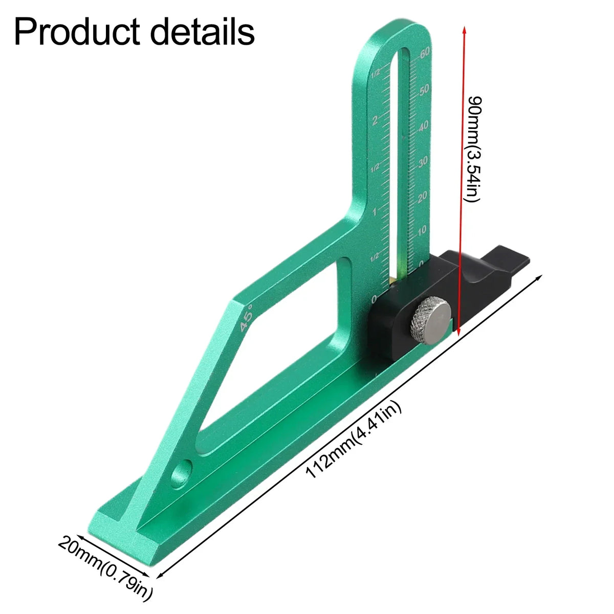 Table Saw Height Gauge 0-60mm | Metric & Inch Aluminum Tool Height Gauge Ruler Axl