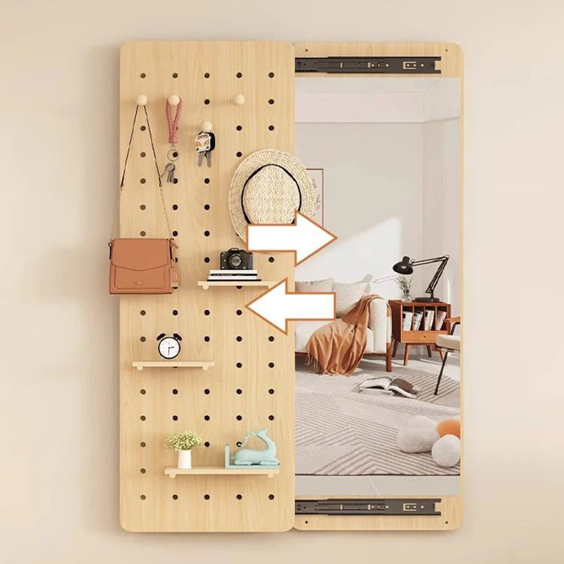 Nordic Storage Rack with Mirror – Entryway & Living Room Shelf Entryway Storage Rack Axl