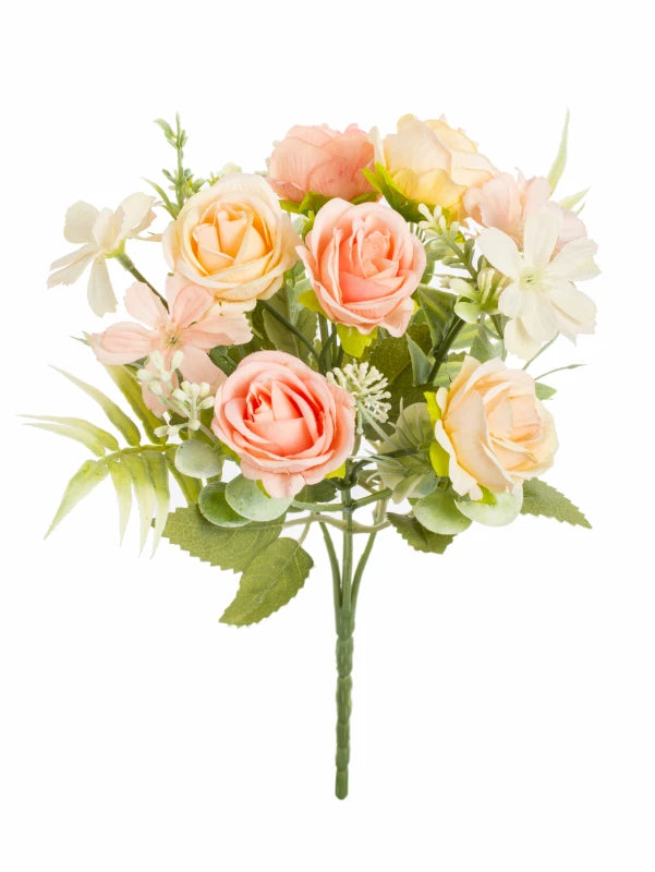 Silk Rose Artificial Flower Bouquet – Wedding & Home Decor Artificial Flower Bouquet Axl Pink 1 PC
