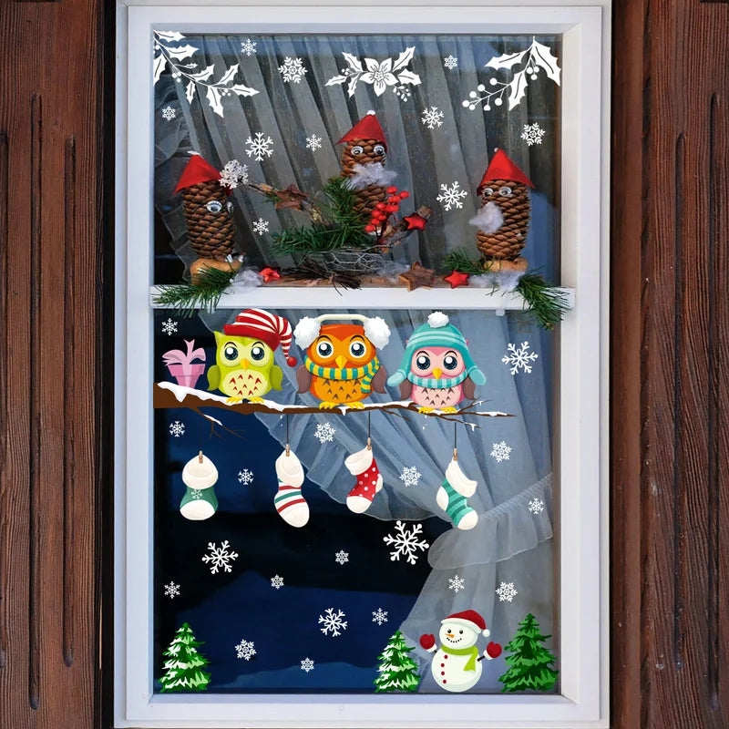 Branch Owl Snowflake Christmas Wall & Window Stickers Decal Wall Sticker Decal Axl