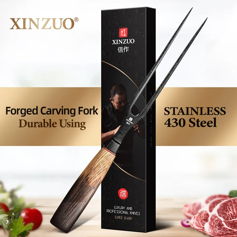 XINZUO Forged Carving Fork – Stainless Steel & Oak Handle Carving Fork Axl China Mainland