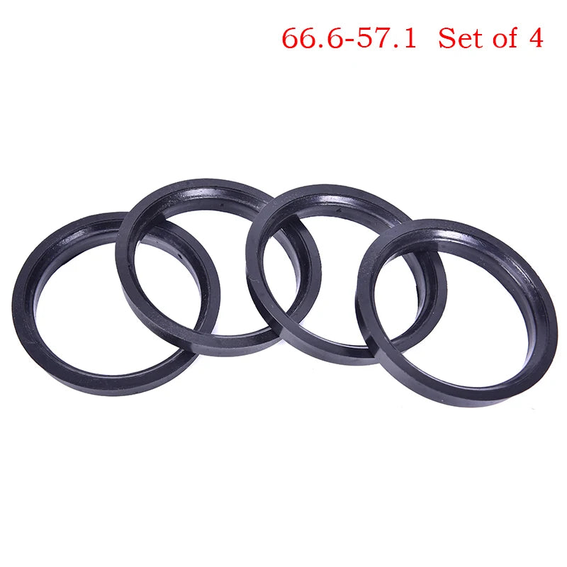 Hub Centric Rings 66.6mm to 57.1mm – 4-Pack Black Polycarbonate Wheel Hub Rings Axl Black