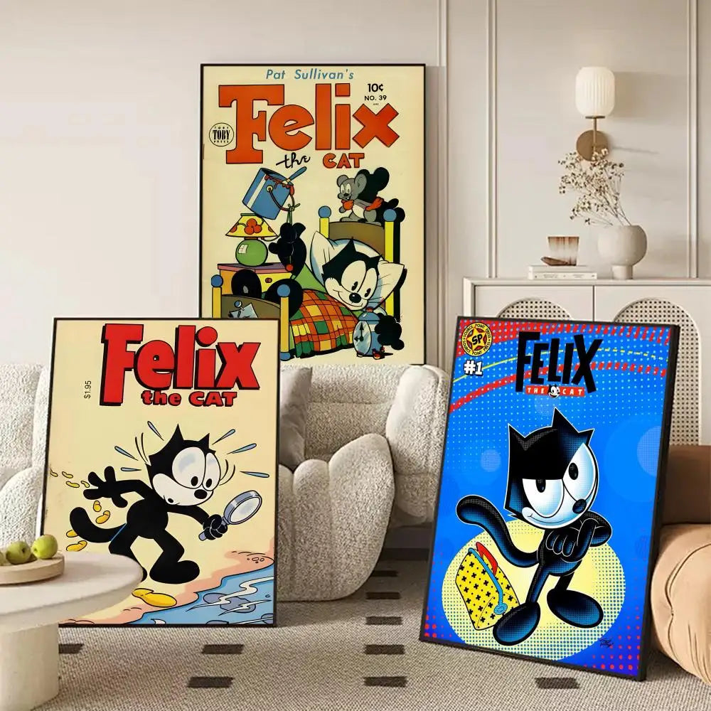 Felix the Cat Self-Adhesive Wall Poster | Cartoon Art Sticker Wall Art Sticker Axl