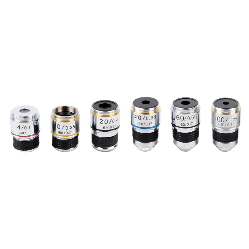 Achromatic Objective Lens Set 4X 10X 20X 40X 100X Microscope Microscope Objective Lens Axl