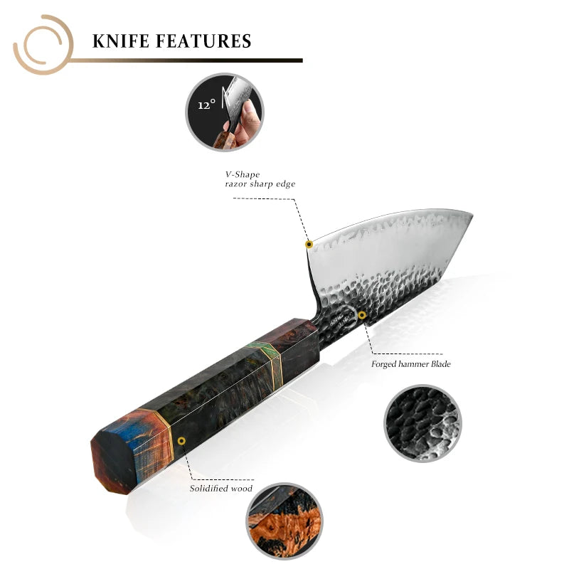 Grandsharp Damascus Chef Knife – AUS-10 Steel & Maple Handle Damascus Chef Knife Axl