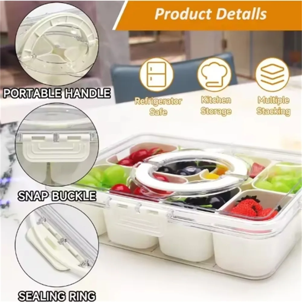 4/8 Grid Snack Box with Lid – Portable Charcuterie & Food Storage Food Storage Container Axl
