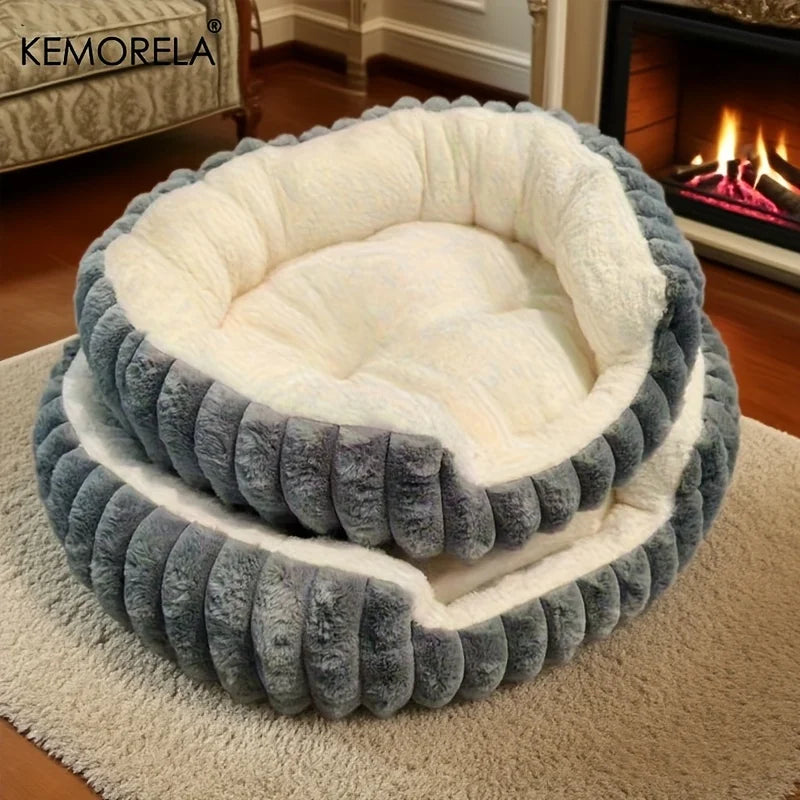 KEMORELA Jumbo Plush Cat Bed – Sofa with Backrest, Washable Plush Pet Bed Axl
