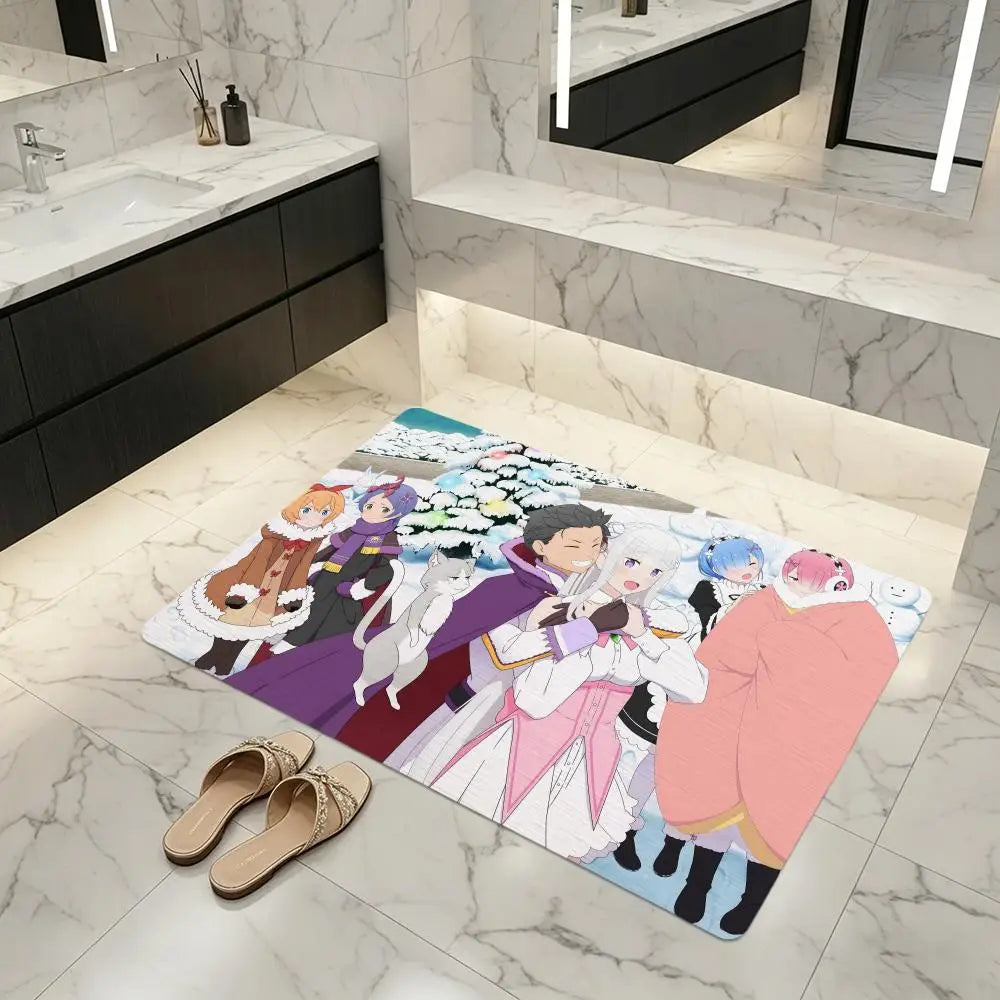 Diatomite Bath Mat – Quick Dry Anti-Slip ReZero Anime Design Diatomite Bath Mat Axl