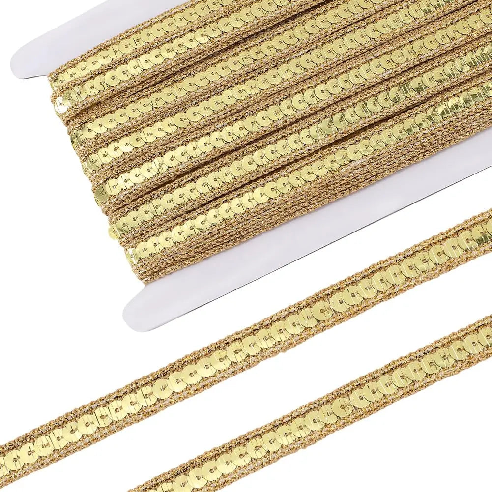 Gold Sequin Ribbon 1/2 Inch – 10.94 Yd Glitter Trim Roll Sequin Craft Ribbon Axl AECH04-17791