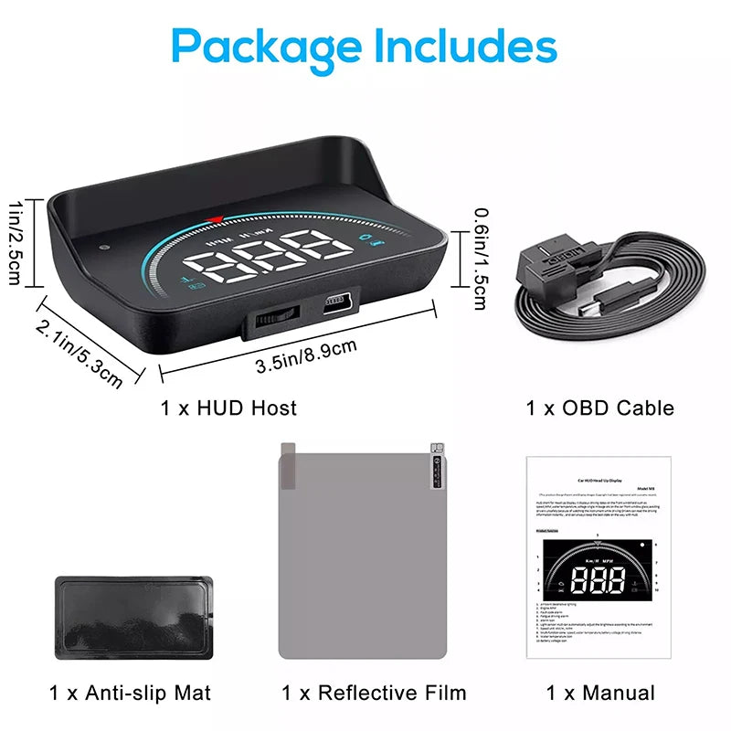 M8 OBD2 Car HUD Head Up Display | Speed & Temp Monitor Car Head Up Display Axl
